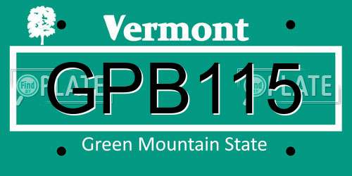 GPB115 Vermont License Plate
