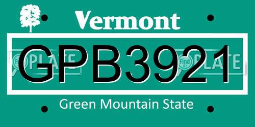 GPB3921 Vermont License Plate