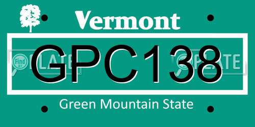 GPC138 Vermont License Plate