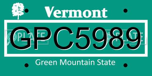 GPC5989 Vermont License Plate