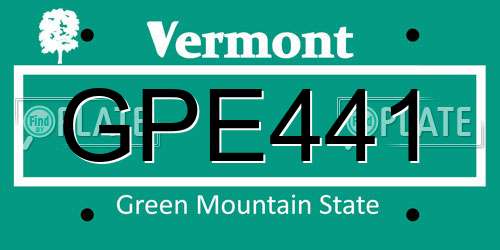 GPE441 Vermont License Plate