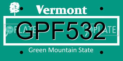GPF532 Vermont License Plate