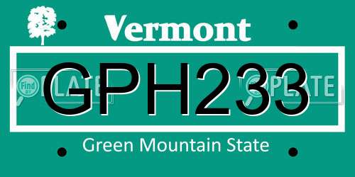 GPH233 Vermont License Plate