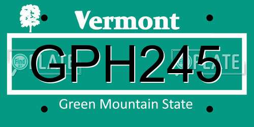 GPH245 Vermont License Plate