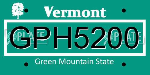 GPH5200 Vermont License Plate