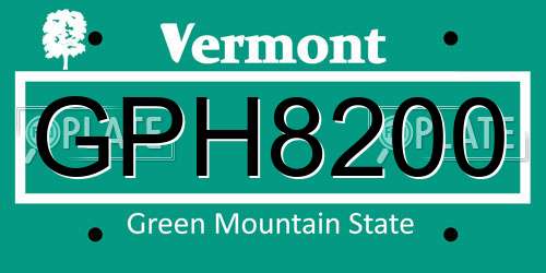 GPH8200 Vermont License Plate