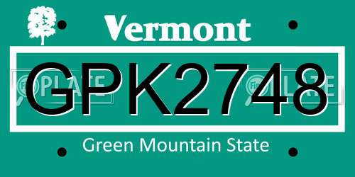 GPK2748 Vermont License Plate