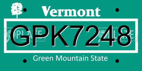 GPK7248 Vermont License Plate