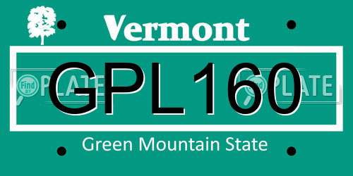 GPL160 Vermont License Plate