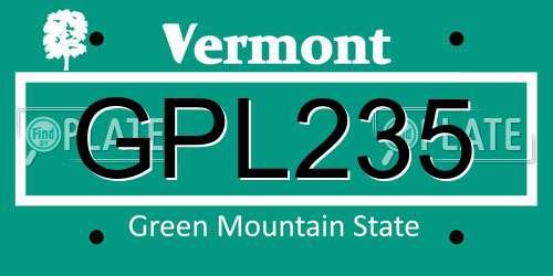 GPL235 Vermont License Plate