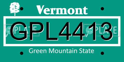 GPL4413 Vermont License Plate