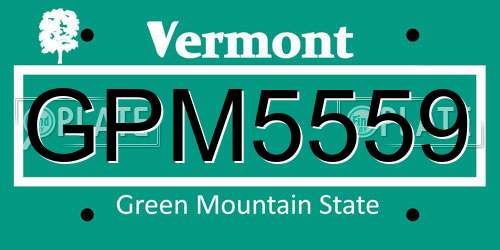 GPM5559 Vermont License Plate