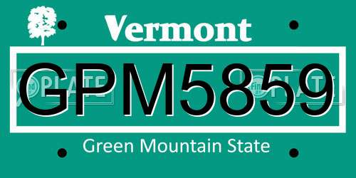 GPM5859 Vermont License Plate