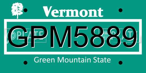 GPM5889 Vermont License Plate