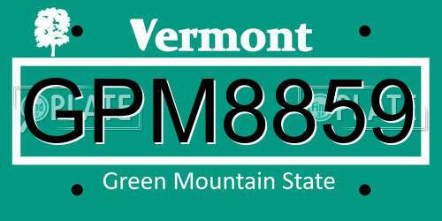 GPM8859 Vermont License Plate