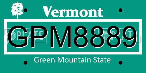 GPM8889 Vermont License Plate