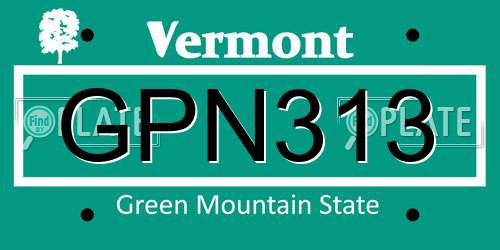GPN313 Vermont License Plate