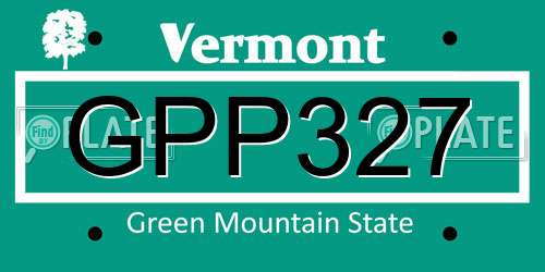 GPP327 Vermont License Plate