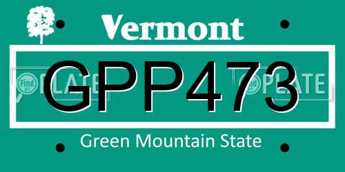 GPP473 Vermont License Plate