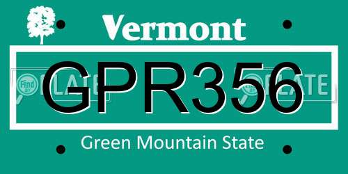 GPR356 Vermont License Plate