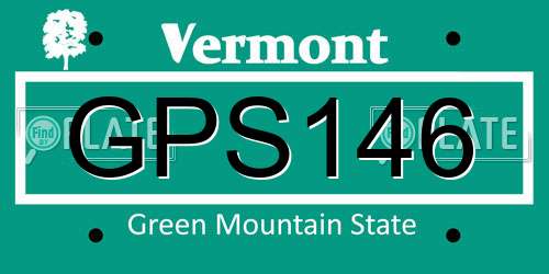 GPS146 Vermont License Plate