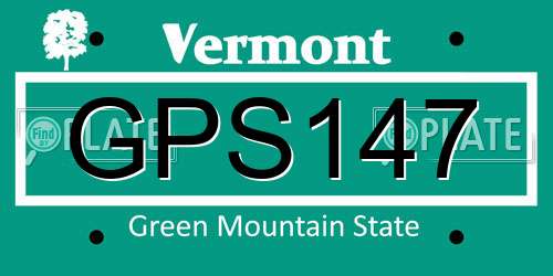 GPS147 Vermont License Plate