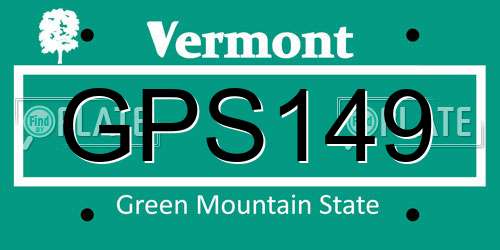 GPS149 Vermont License Plate