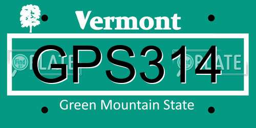 GPS314 Vermont License Plate