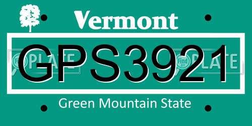 GPS3921 Vermont License Plate