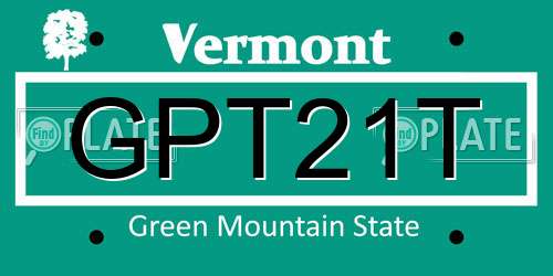 GPT21T Vermont License Plate