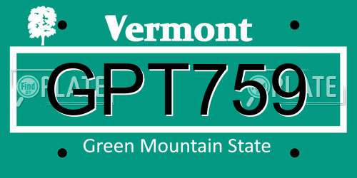 GPT759 Vermont License Plate