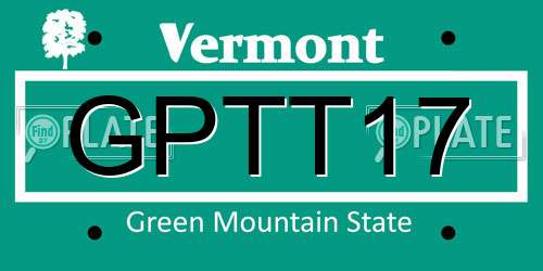 GPTT17 Vermont License Plate