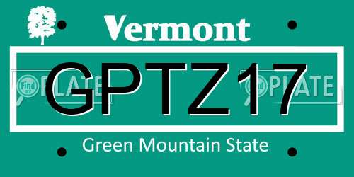 GPTZ17 Vermont License Plate