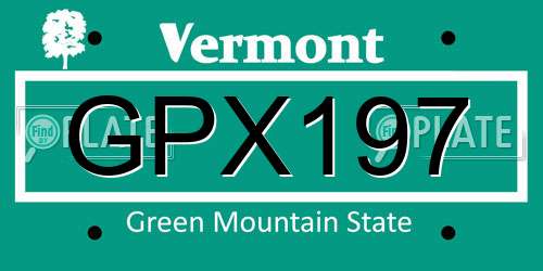 GPX197 Vermont License Plate