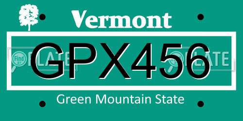 GPX456 Vermont License Plate