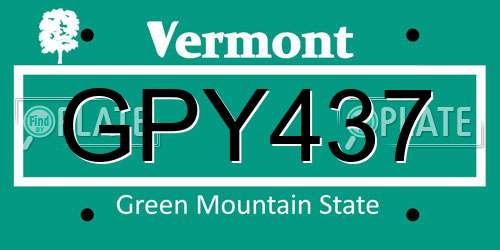 GPY437 Vermont License Plate