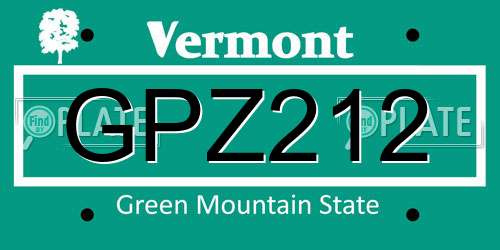 GPZ212 Vermont License Plate