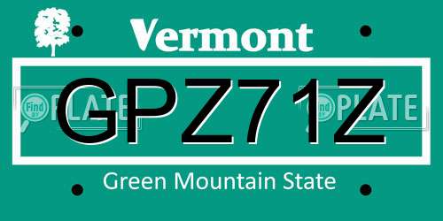 GPZ71Z Vermont License Plate