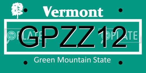GPZZ12 Vermont License Plate