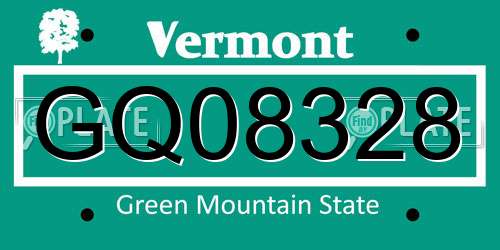 GQ08328 Vermont License Plate
