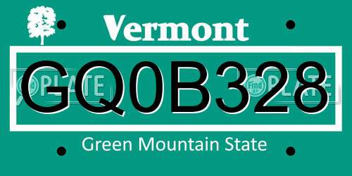 GQ0B328 Vermont License Plate