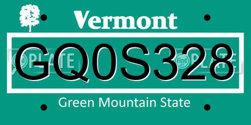 GQ0S328 Vermont License Plate