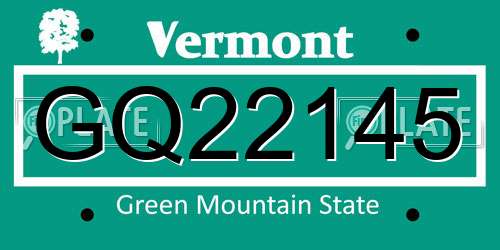 GQ22145 Vermont License Plate