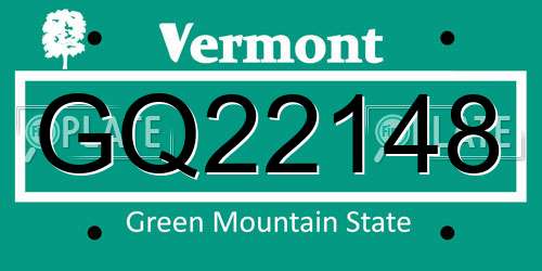 GQ22148 Vermont License Plate