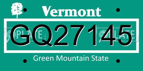 GQ27145 Vermont License Plate