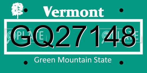 GQ27148 Vermont License Plate