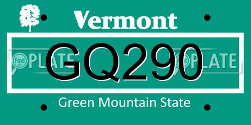 GQ290 Vermont License Plate