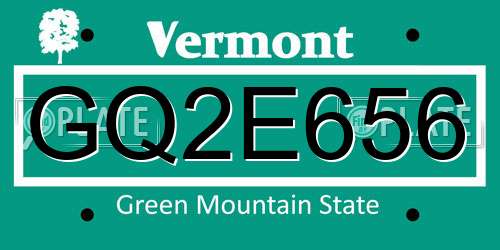 GQ2E656 Vermont License Plate