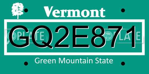 GQ2E871 Vermont License Plate