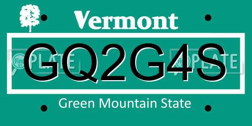GQ2G4S Vermont License Plate